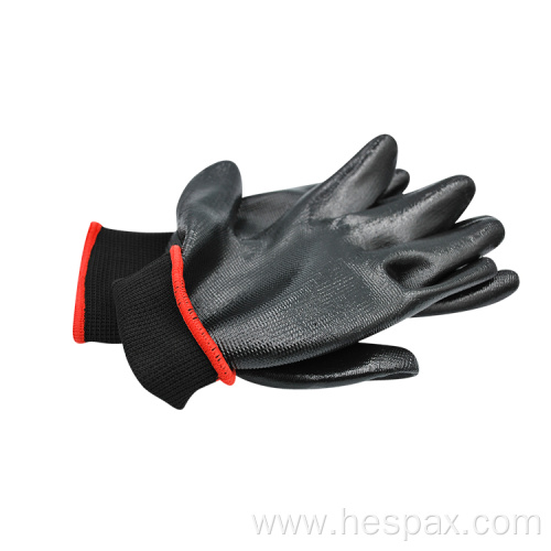 Hespax Black Nitrile Coated Safe Mechanic Work Gloves